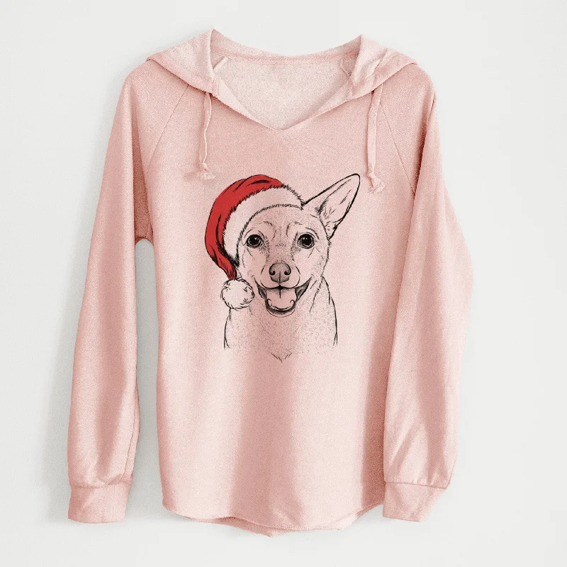 Santa Georgie the Chiweenie - Cali Wave Hooded Sweatshirt Hoodie with V-Neck Classic Versatile