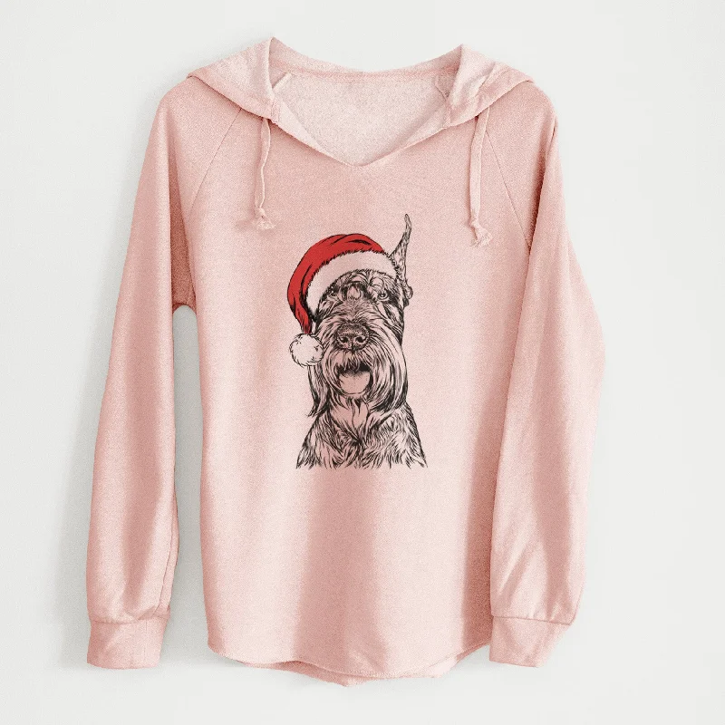 Santa Zuri the Giant Schnauzer - Cali Wave Hooded Sweatshirt Hoodie with Ribbed Hem Stretchable Secure