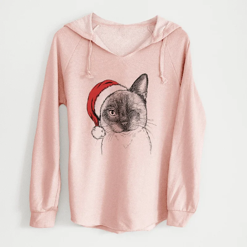Santa Hoggle the Siamese Cat - Cali Wave Hooded Sweatshirt Hoodie with Hem Patch Decorative Personalized