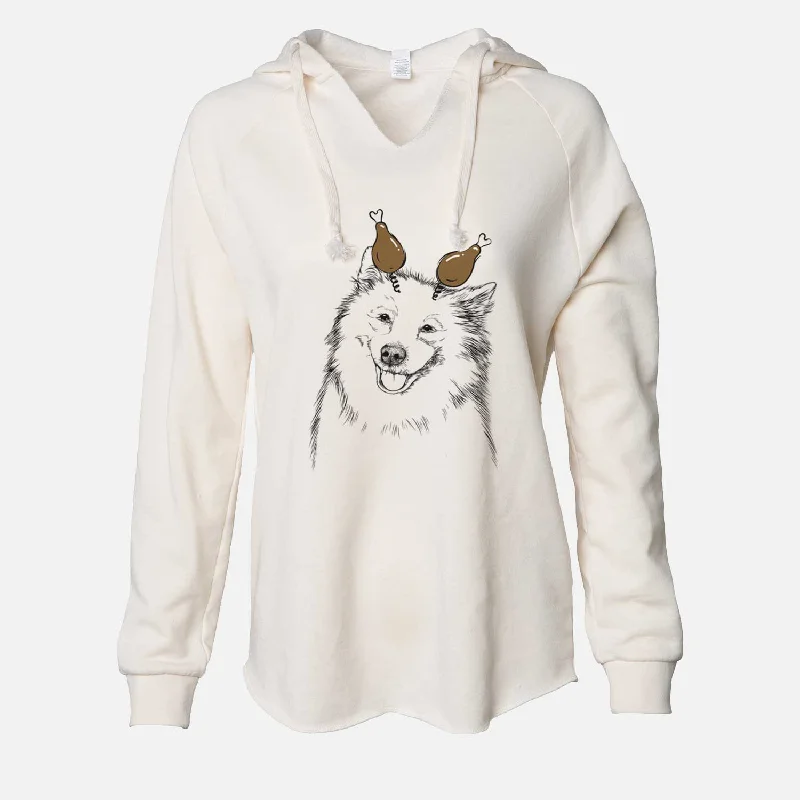 Thanksgiving Caico the Samoyed - Cali Wave Hooded Sweatshirt Hoodie with Mock Neck Collared Structured