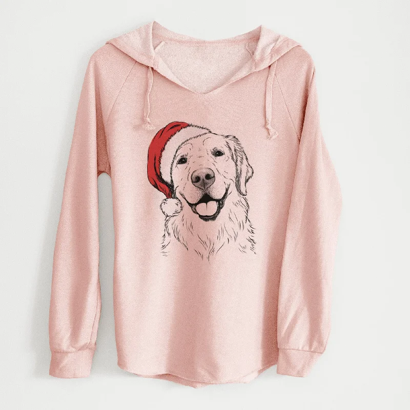 Santa Griffin the Golden Retriever - Cali Wave Hooded Sweatshirt Hoodie with Half-Zip Sporty Casual