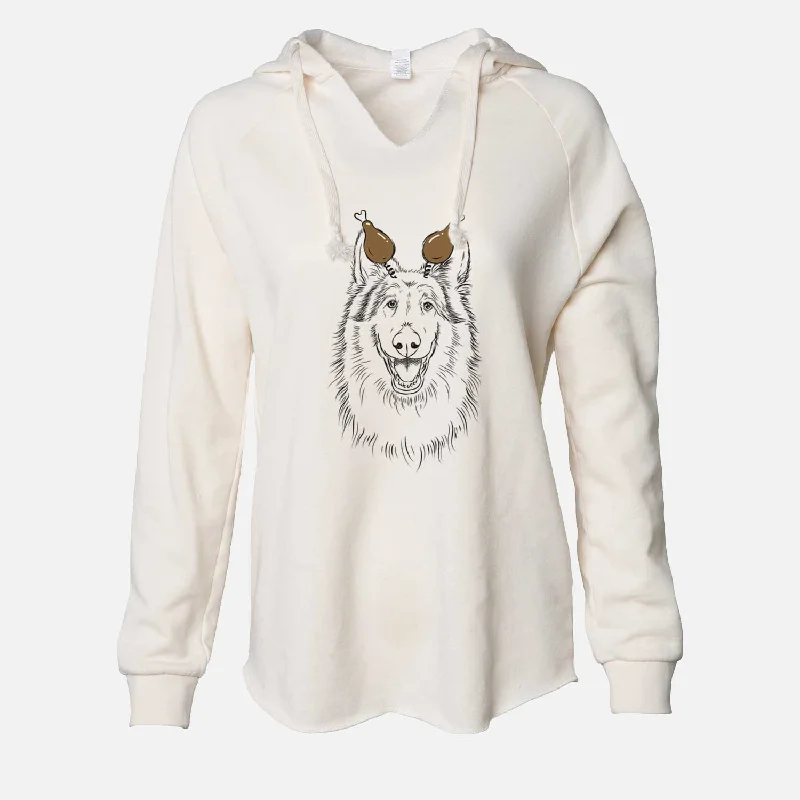 Thanksgiving Cannon the Rough Collie - Cali Wave Hooded Sweatshirt Hoodie with V-Neck Classic Versatile