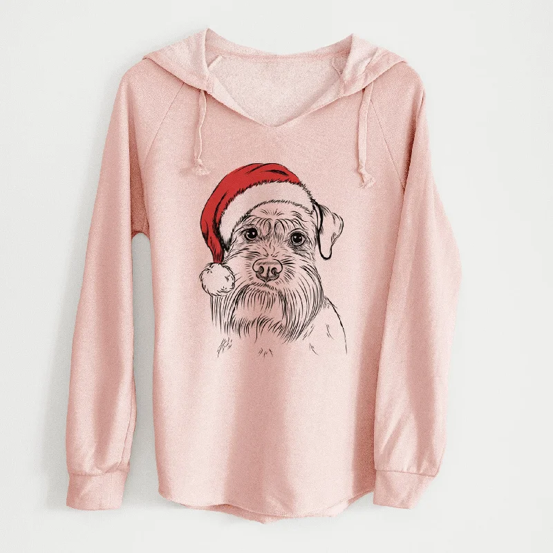 Santa Wrigley the Schnauzer - Cali Wave Hooded Sweatshirt Hoodie with Applique Textured Unique
