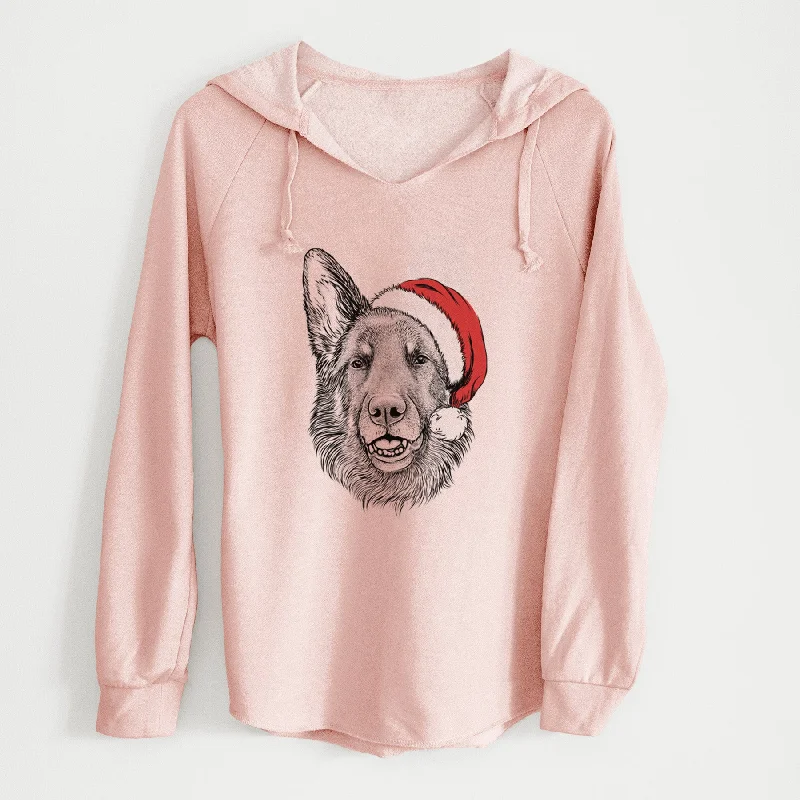 Santa Sammie the German Shepherd - Cali Wave Hooded Sweatshirt Hoodie with Pattern Geometric Abstract