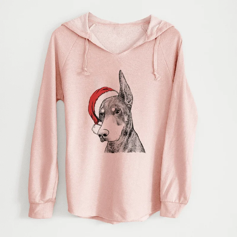 Santa Sunny the Doberman Pinscher - Cali Wave Hooded Sweatshirt Hoodie with Emblem Brand Identity