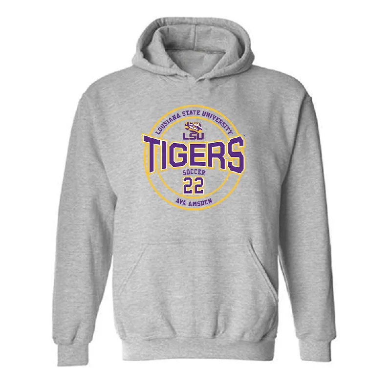 LSU - NCAA Women's Soccer : Ava Amsden - Classic Fashion Shersey Hooded Sweatshirt Hoodie with Rhinestones Sparkly Elegant