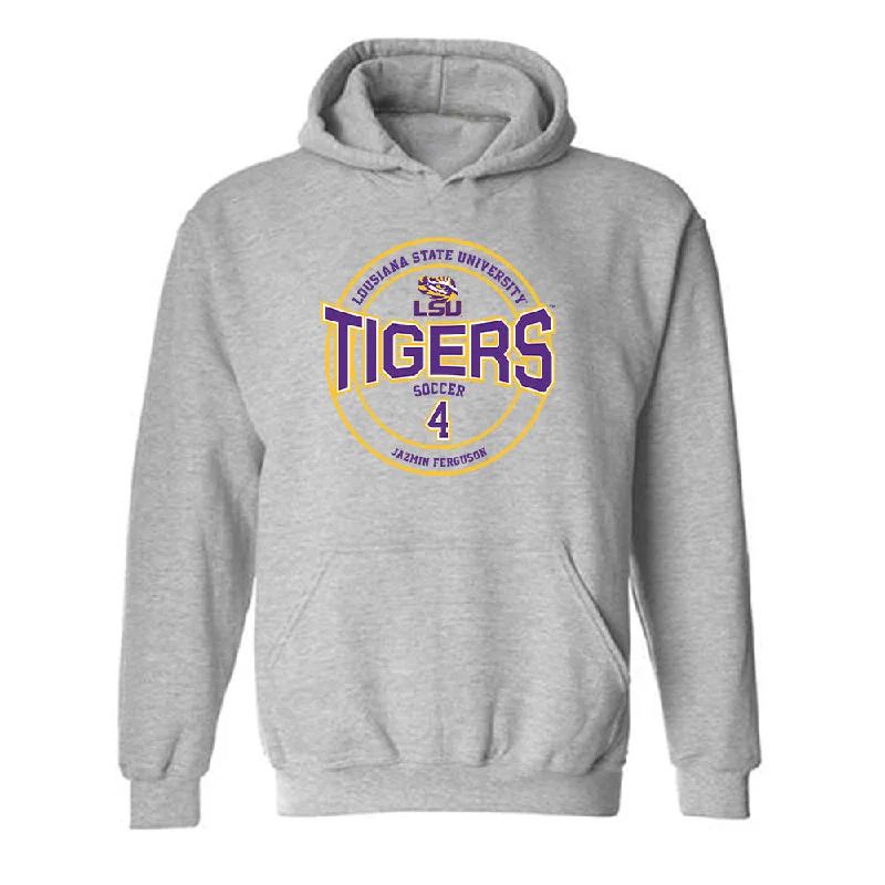 LSU - NCAA Women's Soccer : Jazmin Ferguson - Classic Fashion Shersey Hooded Sweatshirt Hoodie with Camouflage Military Edgy