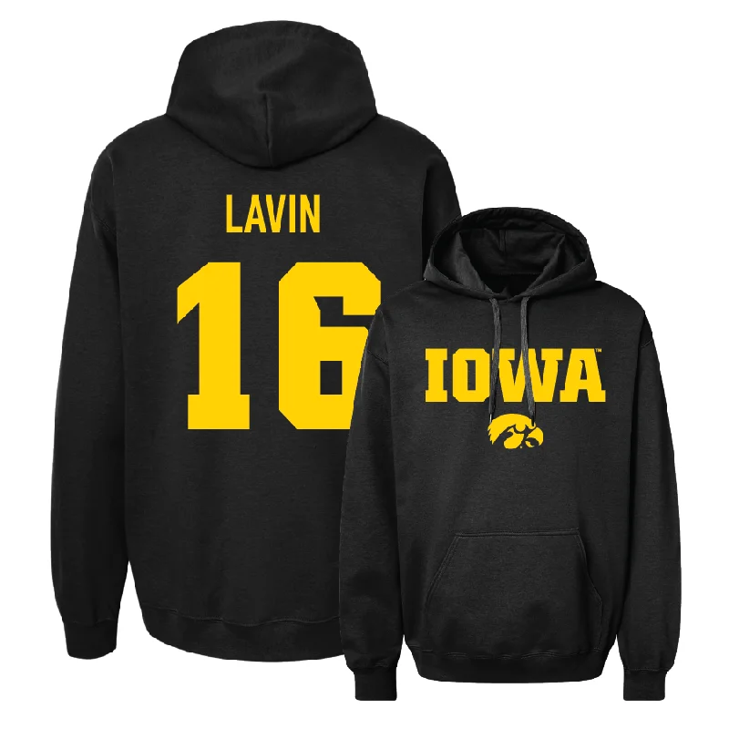 Women's Volleyball Black Classic Hoodie - Emily Lavin Hoodie with Ribbed Neckline Snug Warm