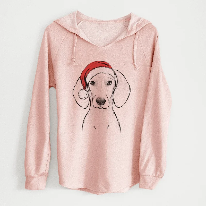 Santa Frejya the Weimaraner - Cali Wave Hooded Sweatshirt Hoodie with Zipper Placket Modern Functional