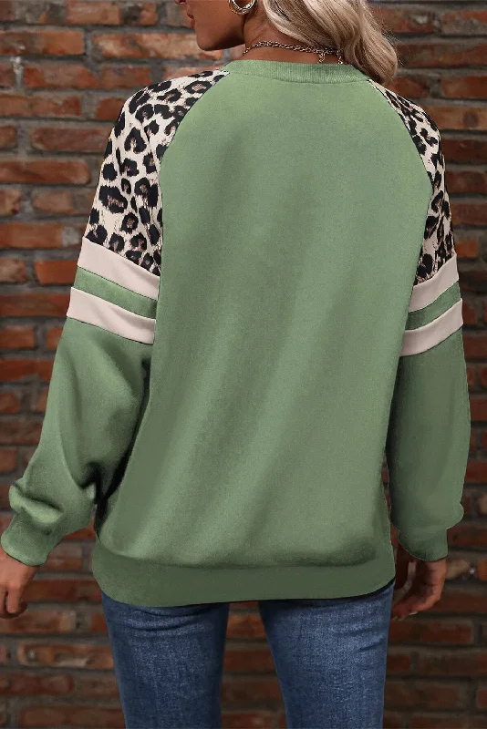 Women's Fashionable Leopard Print Sweatshirt Hooded Sweatshirt Casual Wear Street Style