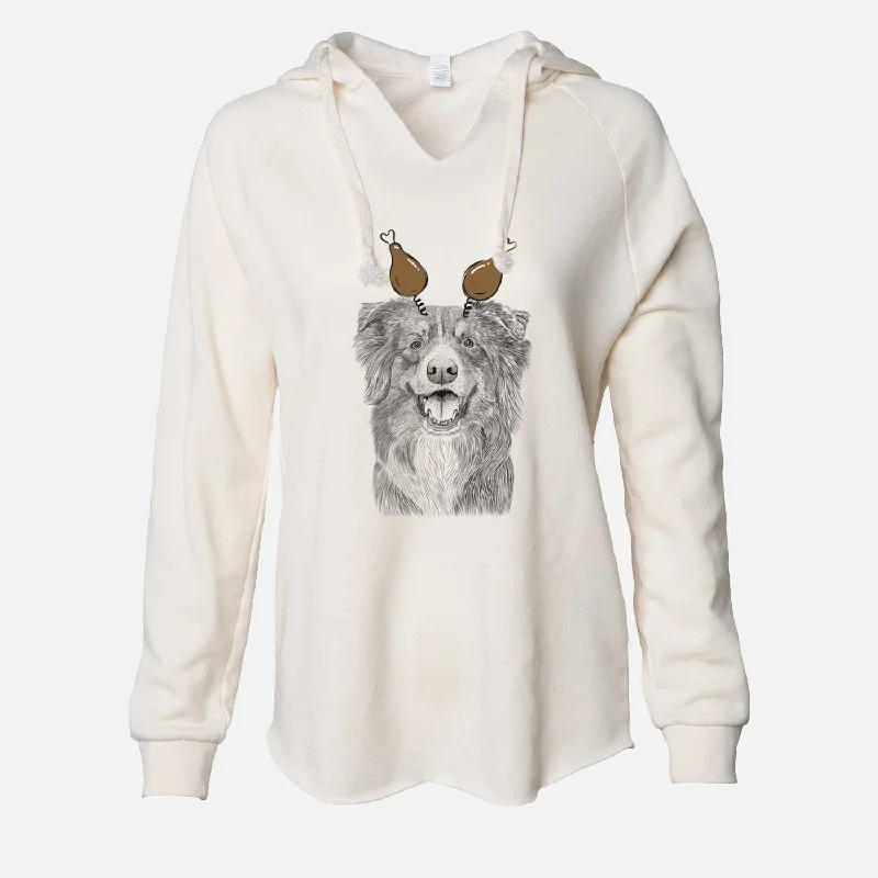 Thanksgiving Aussie Parker the Australian Shepherd - Cali Wave Hooded Sweatshirt Hoodie with Hem Contrast Bold Stylish