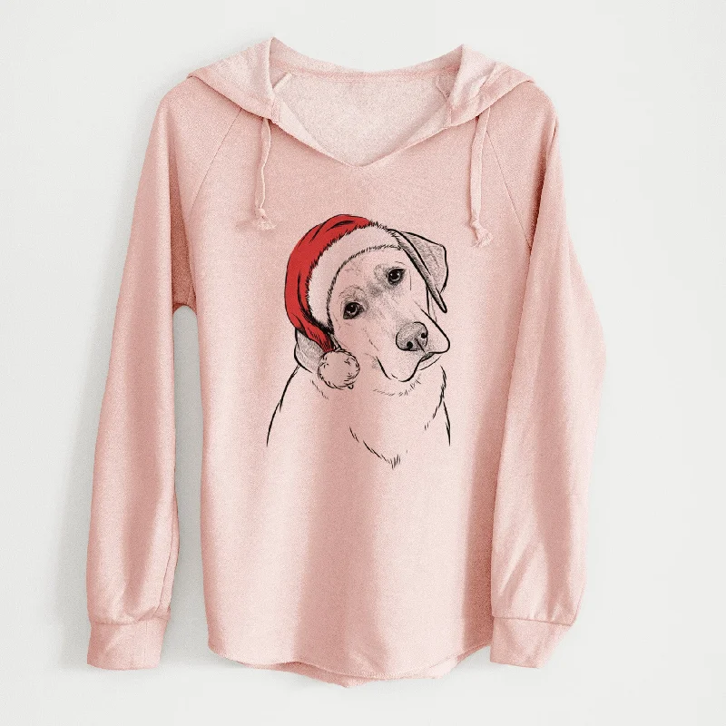 Santa Stella the Yellow Lab - Cali Wave Hooded Sweatshirt Hoodie with Button Placket Classic Preppy