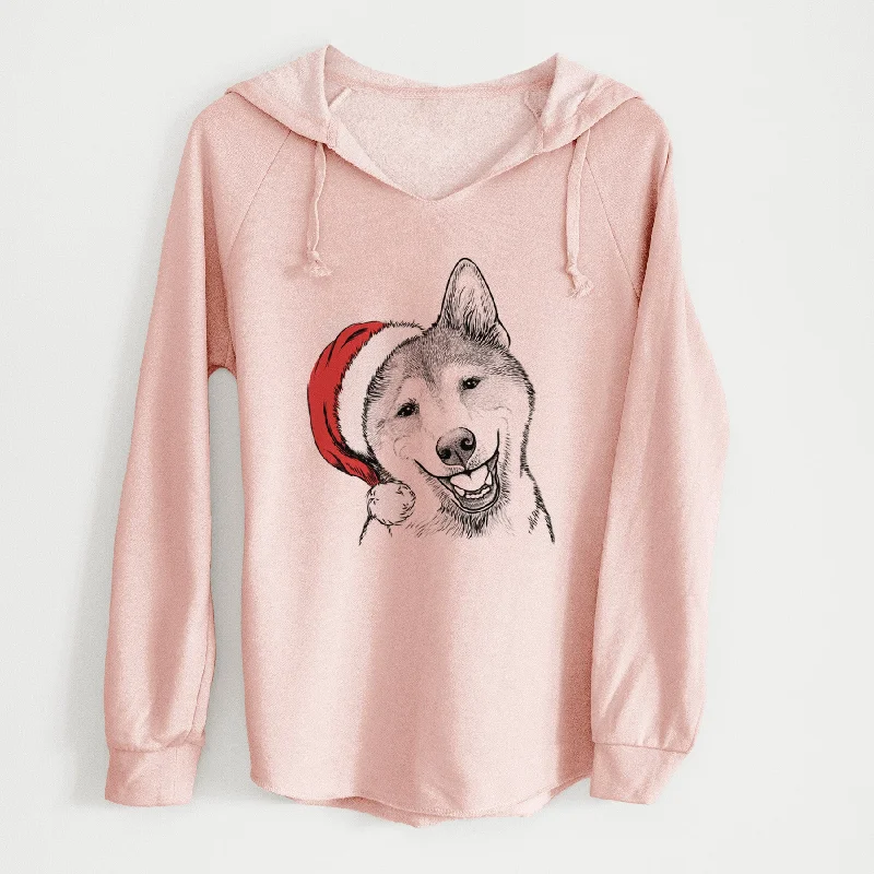 Santa Koby the Shiba Inu - Cali Wave Hooded Sweatshirt Hoodie with Zipper Versatile Modern