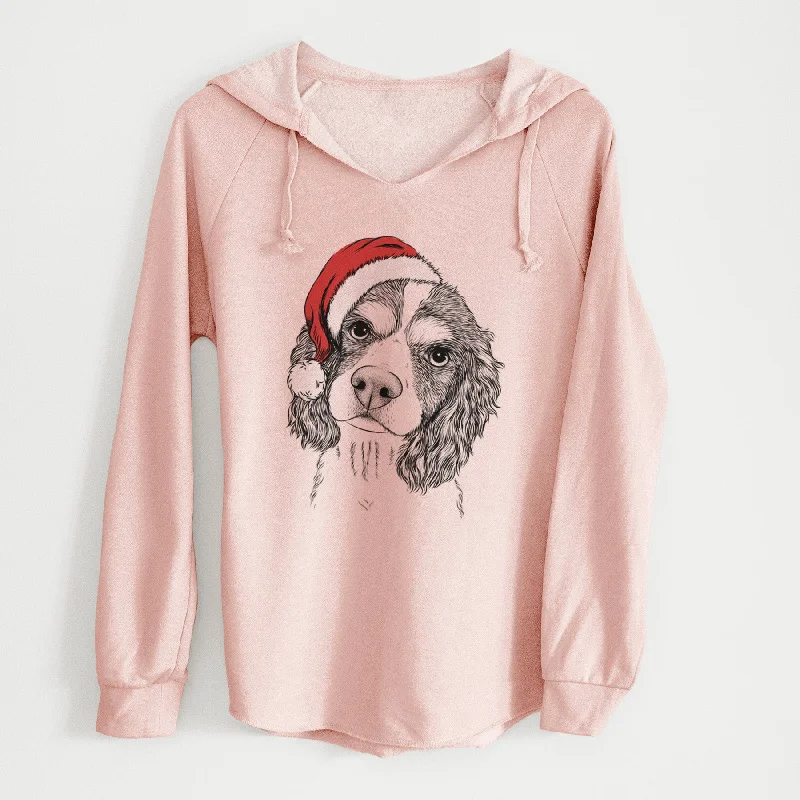 Santa Truman the Cavalier King Charles Spaniel - Cali Wave Hooded Sweatshirt Hoodie with Mock Neck Collared Structured