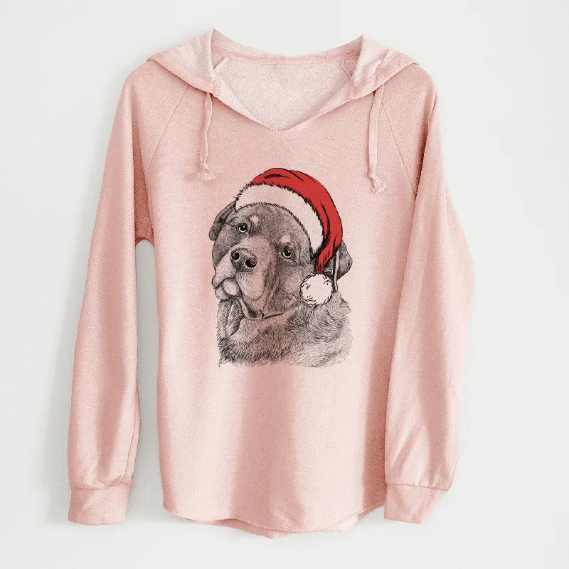 Santa Bender the Rottweiler - Cali Wave Hooded Sweatshirt Hoodie with Hem Lace Feminine Delicate