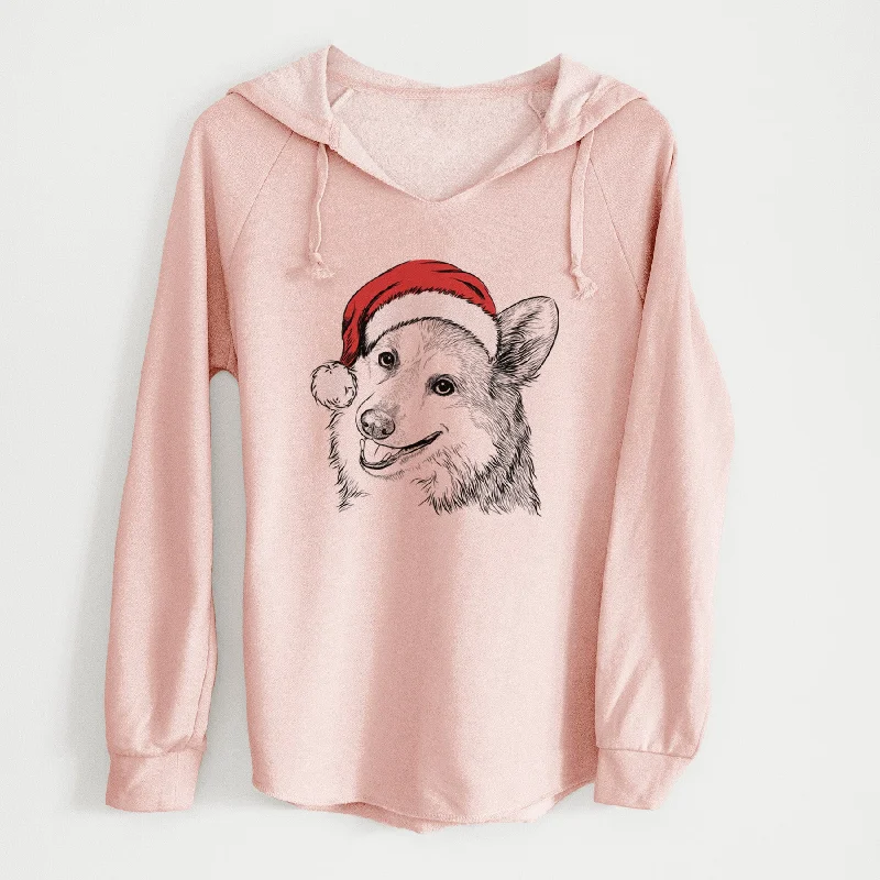 Santa Scout the Pembroke Welsh Corgi - Cali Wave Hooded Sweatshirt Hoodie with Elastic Cuffs Stretchable Comfortable