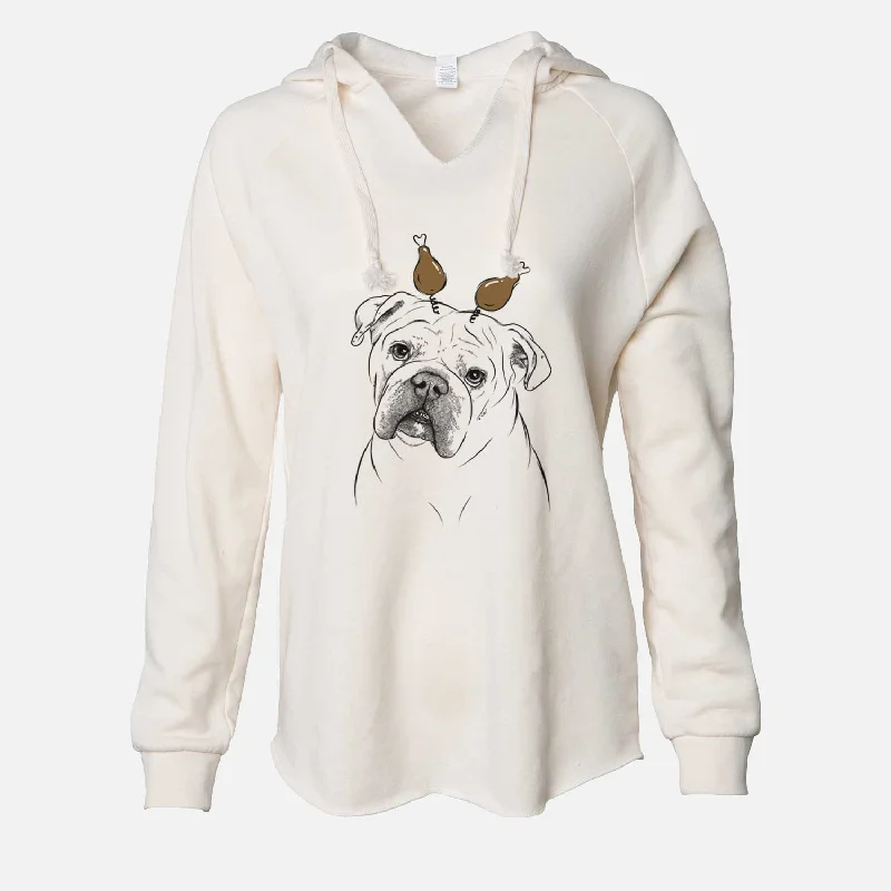 Thanksgiving Blossom the English Bulldog - Cali Wave Hooded Sweatshirt Hoodie with Pattern Geometric Abstract
