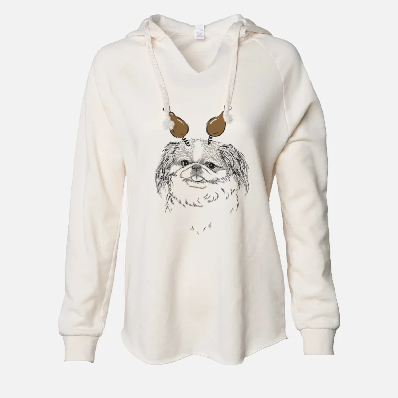 Thanksgiving Abra Bean the Pekingese - Cali Wave Hooded Sweatshirt Hoodie with Frayed Bohemian Relaxed