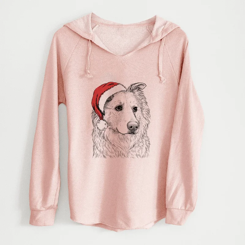 Santa Penny the Chow Mix - Cali Wave Hooded Sweatshirt Hoodie with Hem Embroidery Detailed Premium
