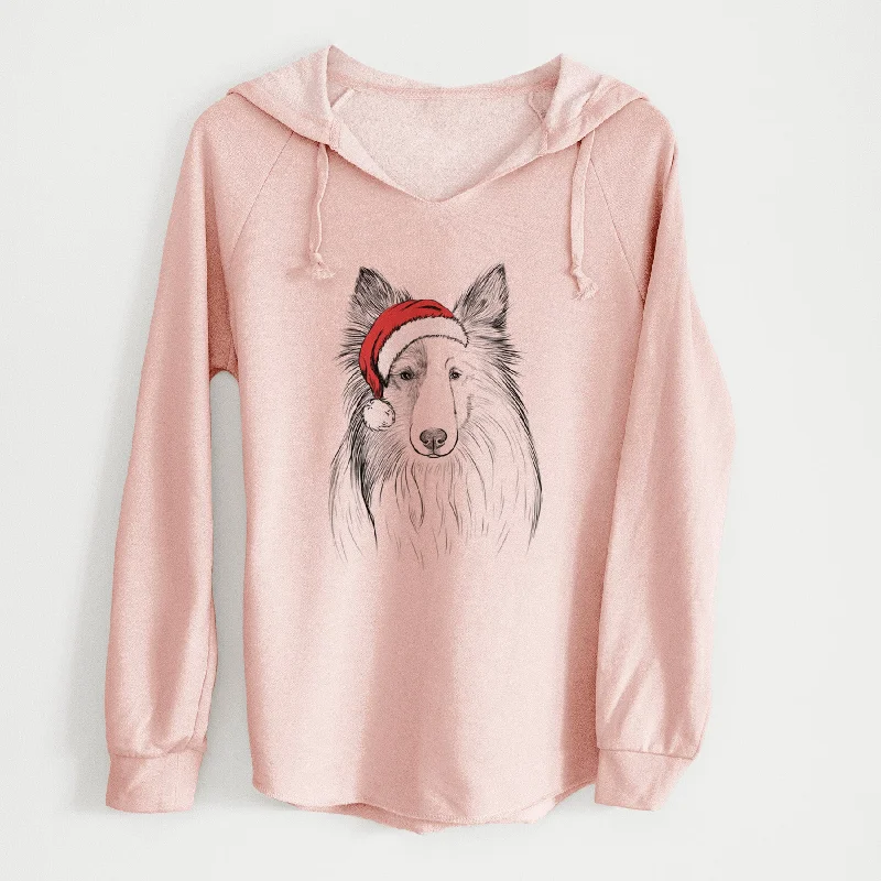 Santa Palin the Shetland Sheepdog - Cali Wave Hooded Sweatshirt Hoodie with Toggle Buttons Decorative Unique
