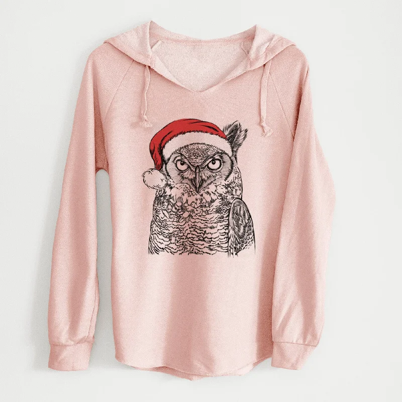 Santa Ozwald the Grey Horned Owl - Cali Wave Hooded Sweatshirt Hoodie Dress Longline Feminine