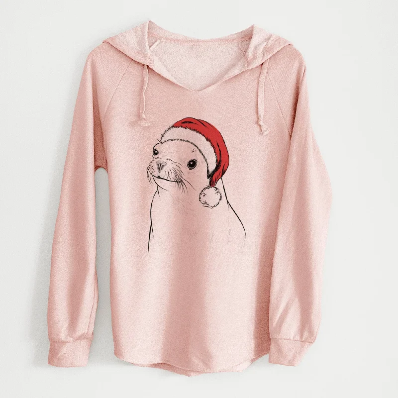 Santa Chip the California Sea Lion - Cali Wave Hooded Sweatshirt Graphic Hoodie Design Print
