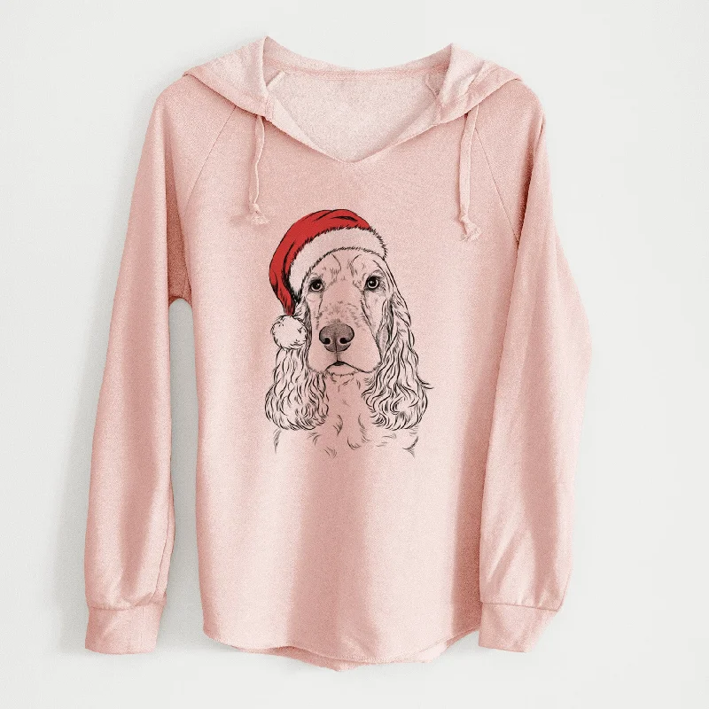 Santa Henry the English Cocker Spaniel - Cali Wave Hooded Sweatshirt Hoodie with Hem Drawcord Adjustable Customizable
