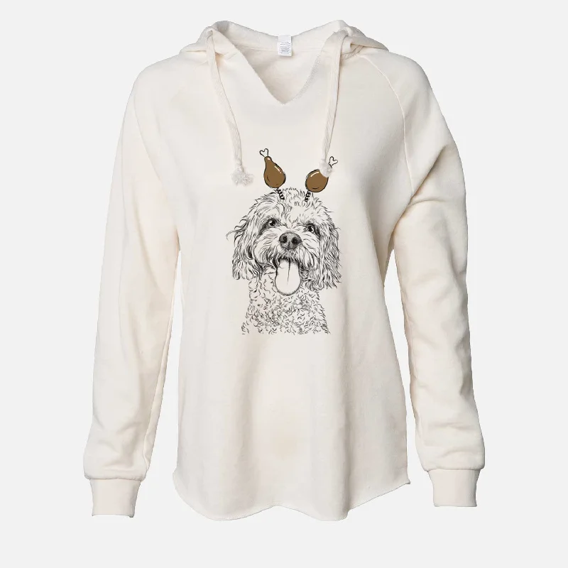Thanksgiving Barney the Cavachon - Cali Wave Hooded Sweatshirt Hoodie with Applique Textured Unique