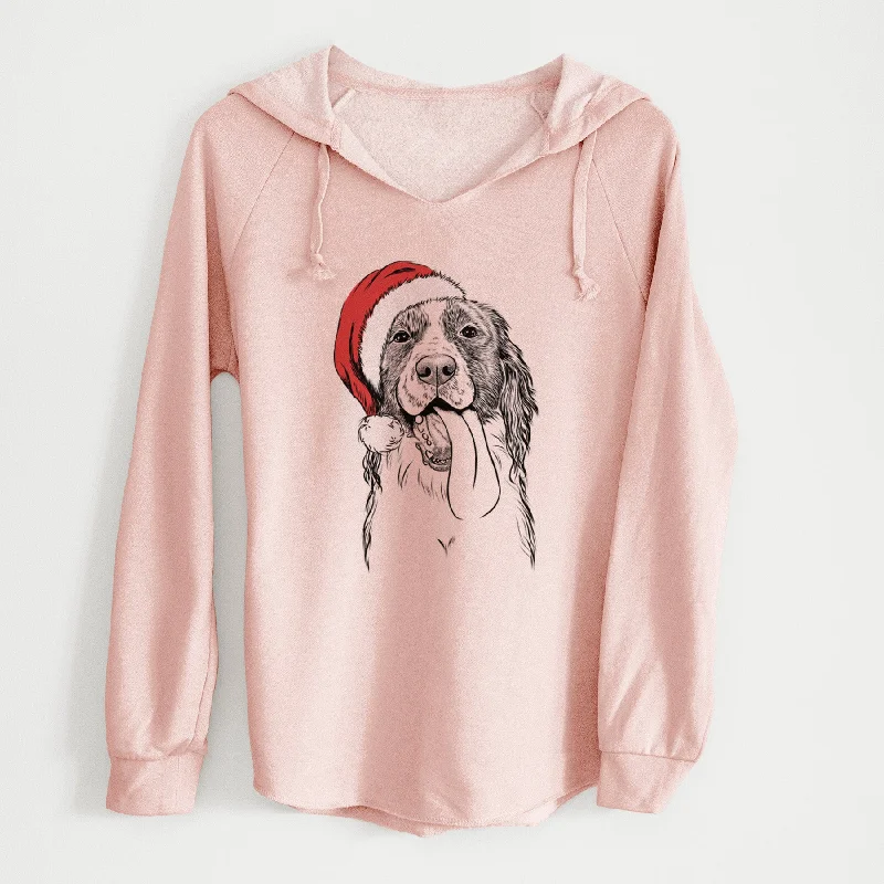 Santa Duke the English Springer Spaniel - Cali Wave Hooded Sweatshirt Hoodie with Drawcord Adjustable Secure