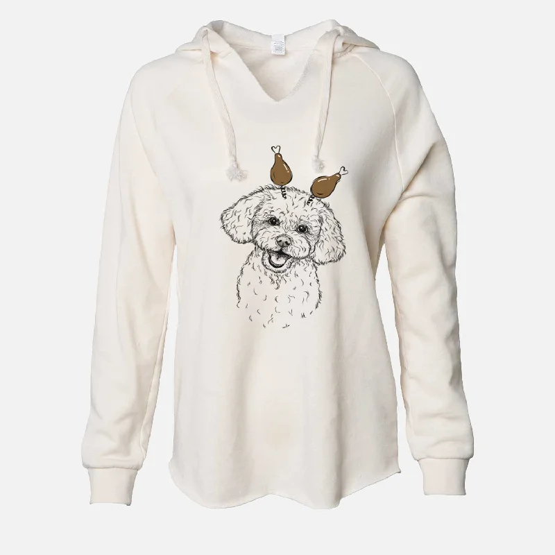 Thanksgiving Caesar the Bichon Frise - Cali Wave Hooded Sweatshirt Hoodie with Elastic Cuffs Stretchable Comfortable