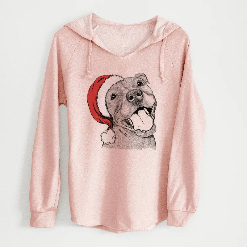 Santa Eloise the Pitbull Mix - Cali Wave Hooded Sweatshirt Hoodie with Double Zipper Versatile Adjustable