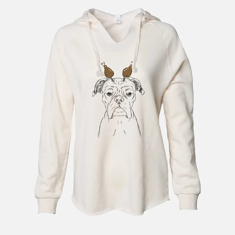 Thanksgiving Axel the Boxer - Cali Wave Hooded Sweatshirt Hoodie with Elastic Waist Stretchable Comfortable