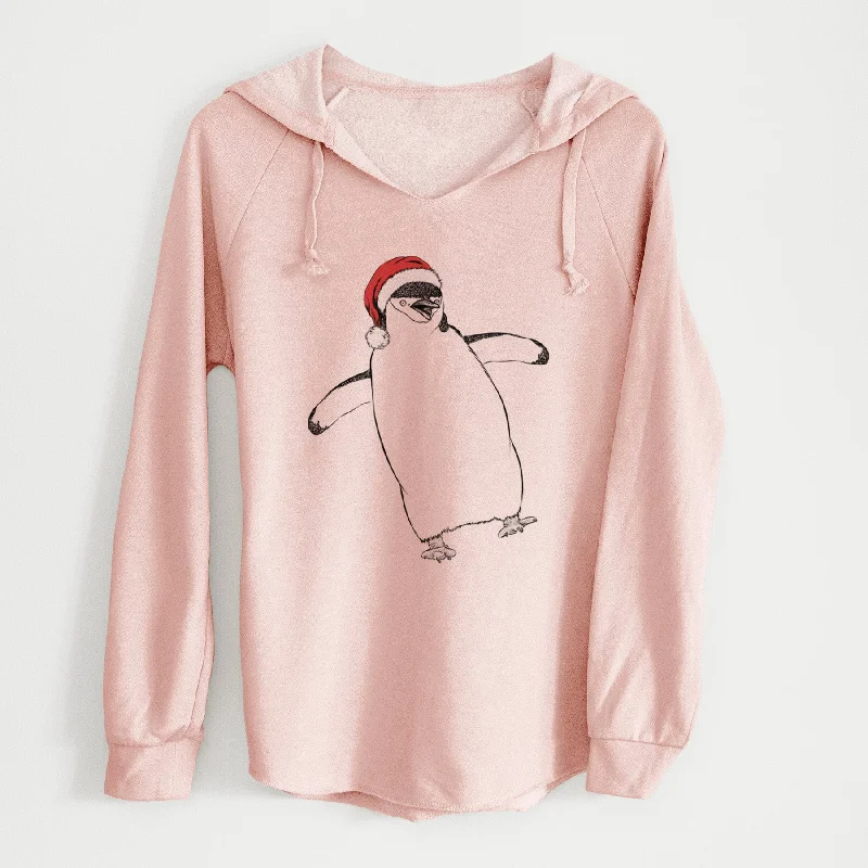 Santa Chive the Chinstrap Penguin - Cali Wave Hooded Sweatshirt Cotton Hoodie Fleece Lining Warmth