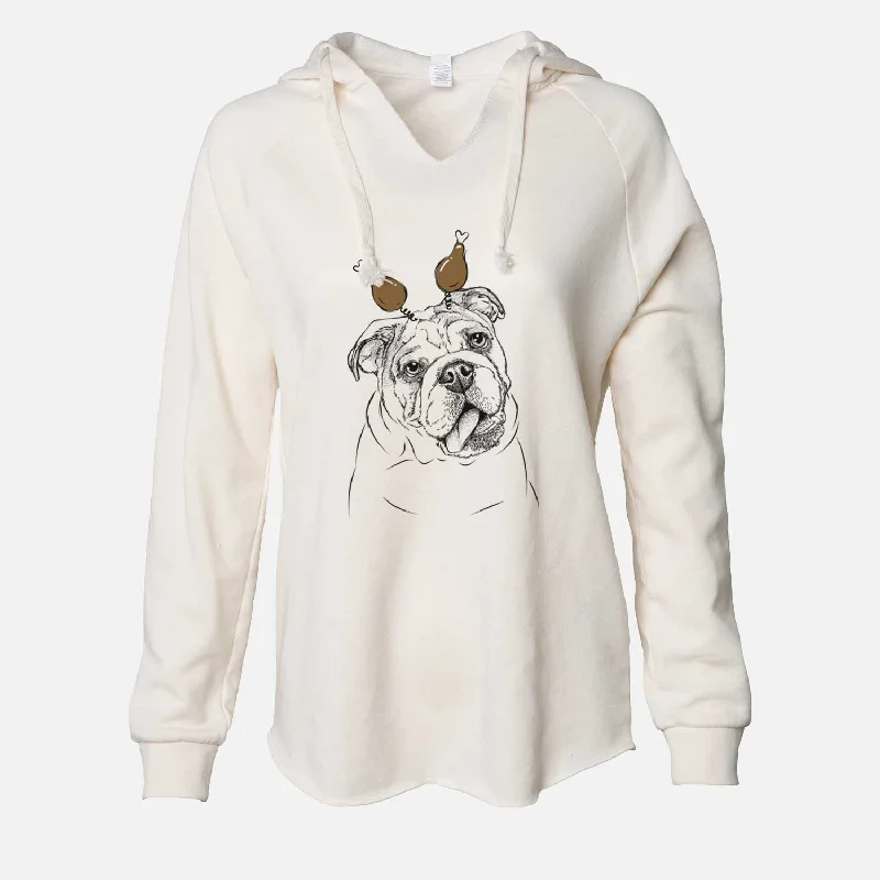 Thanksgiving Benson the English Bulldog - Cali Wave Hooded Sweatshirt Hoodie with Crew Neck Simple Timeless