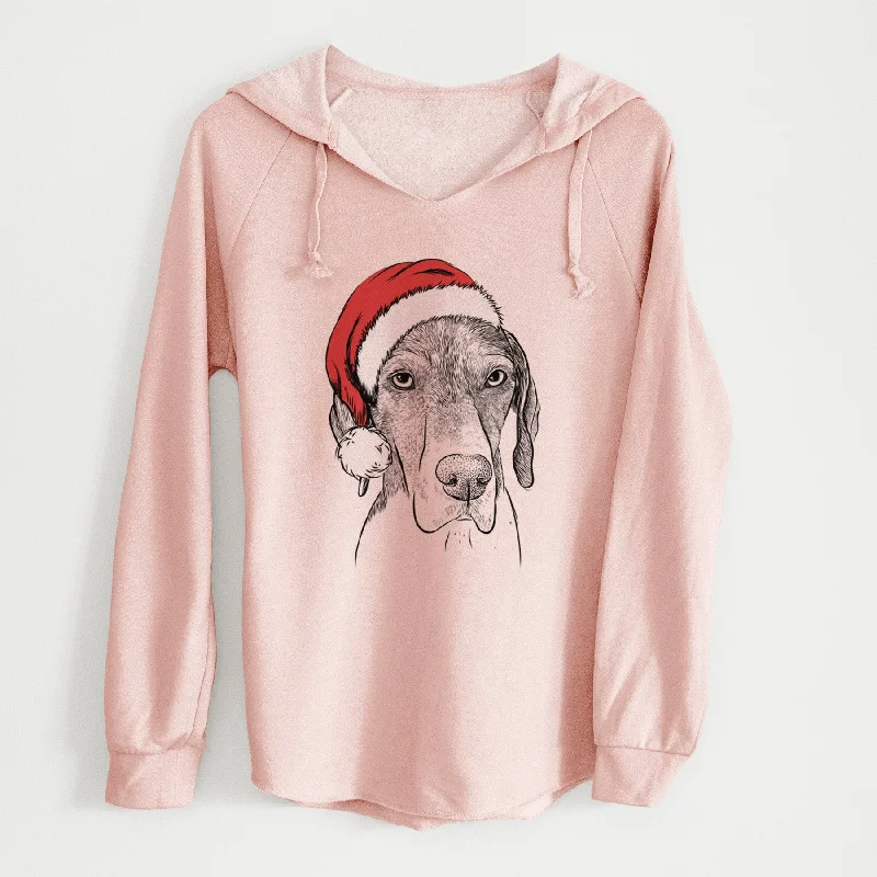Santa Bohdi the German Shorthaired Pointer - Cali Wave Hooded Sweatshirt Hoodie with Snap Buttons Easy Quick