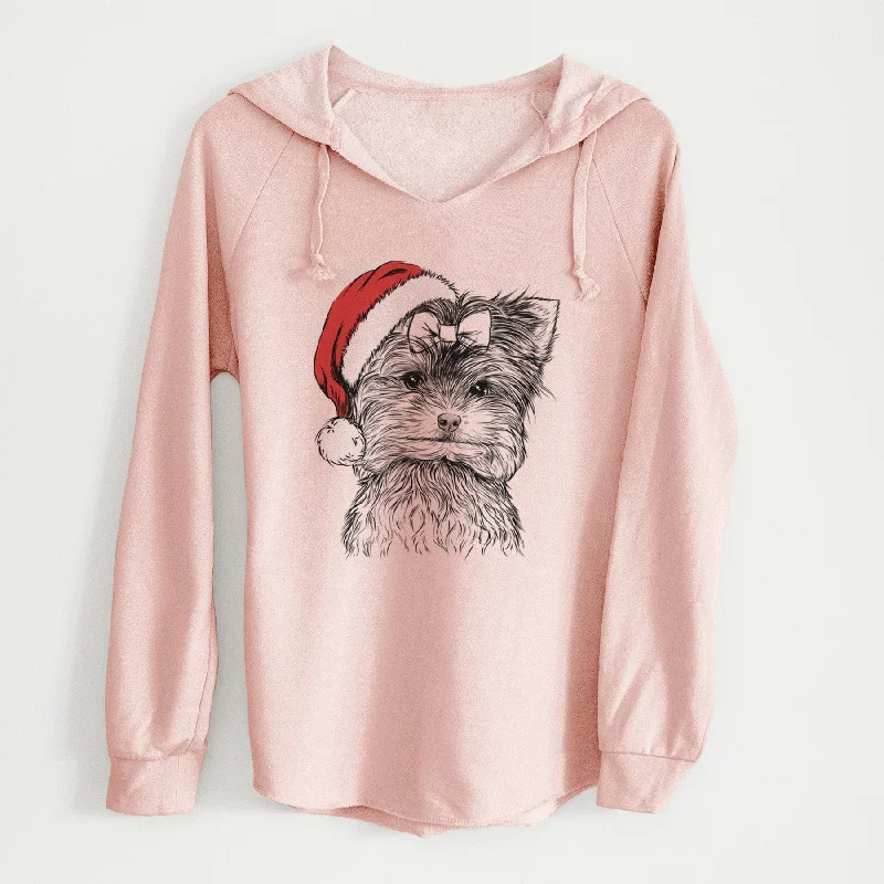 Santa Cricket the Biewer Terrier - Cali Wave Hooded Sweatshirt Hoodie with Zipper Placket Modern Functional