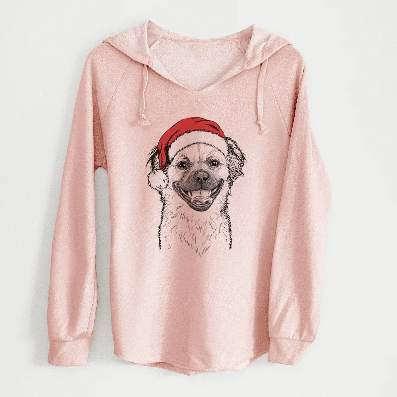 Santa Zuri the Spaniel Mix - Cali Wave Hooded Sweatshirt Hoodie with Hem Frayed Vintage Worn