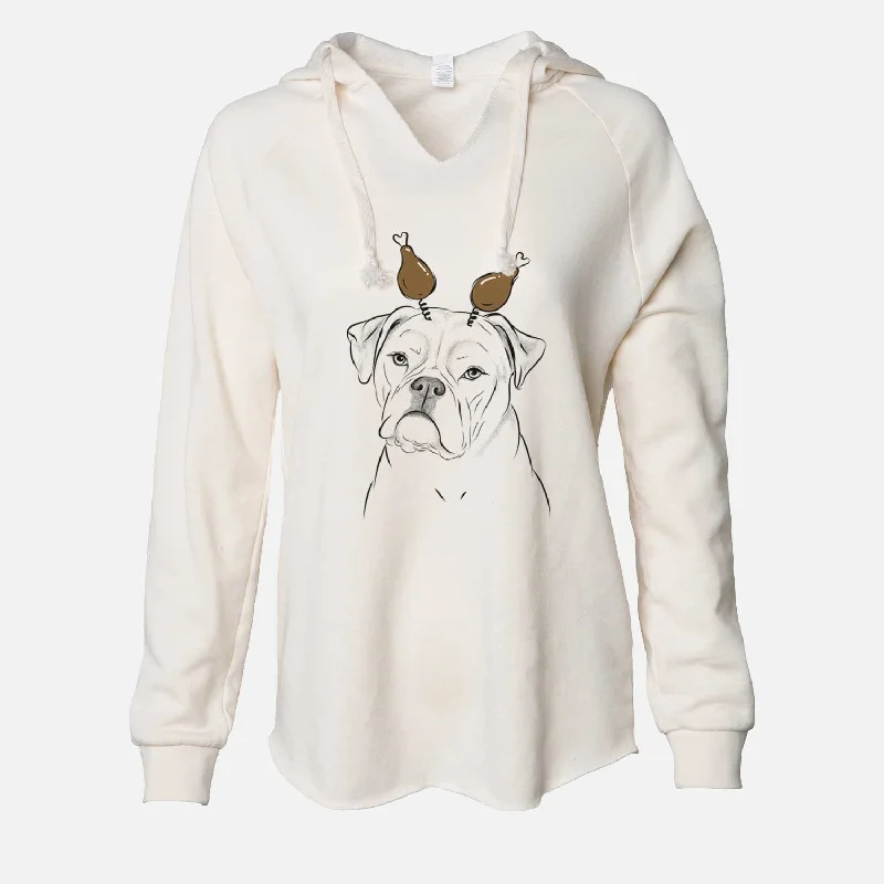 Thanksgiving Babe the AmericanBulldog - Cali Wave Hooded Sweatshirt Hoodie with Snap Buttons Easy Quick