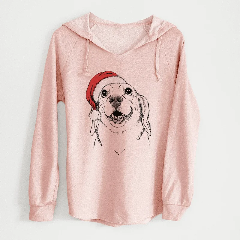 Santa Minnie the Corgle - Cali Wave Hooded Sweatshirt Hoodie with Snap Buttons Easy Quick
