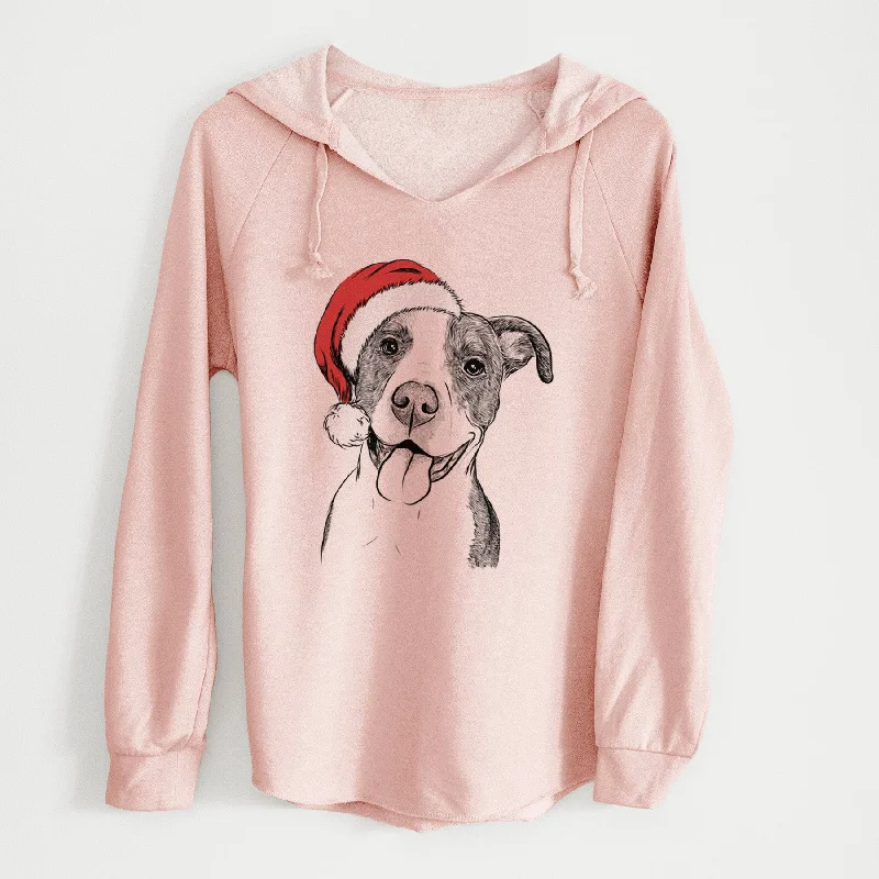 Santa Jax the American Pitbull Terrier Mix - Cali Wave Hooded Sweatshirt Hoodie with Hem Embroidery Detailed Premium