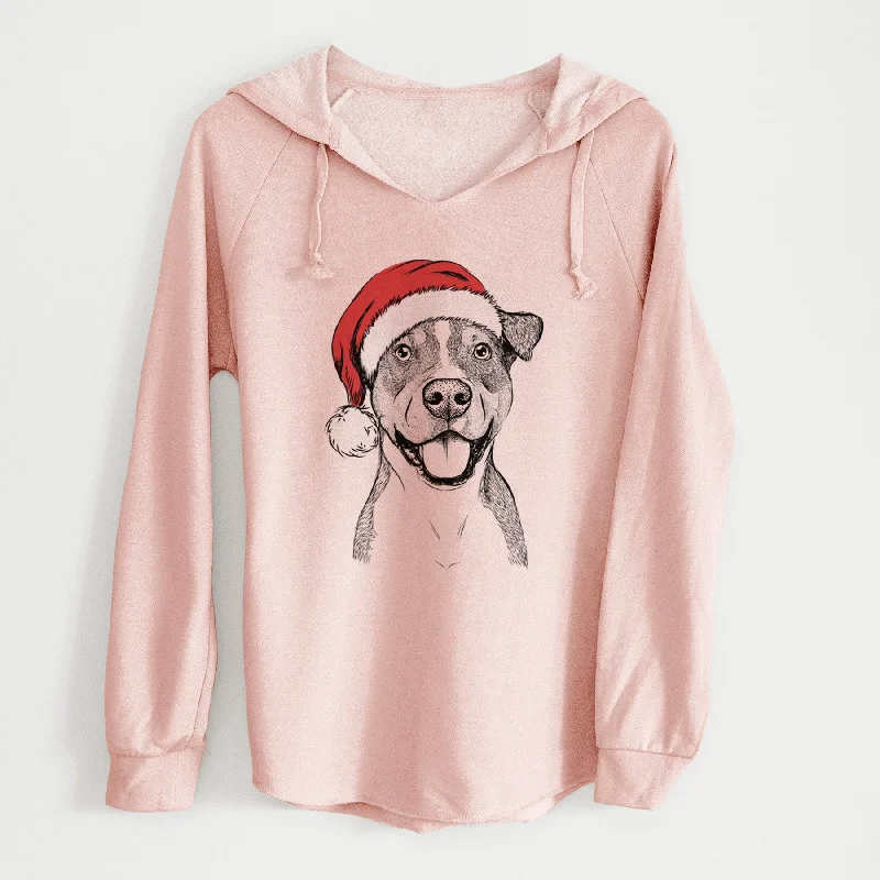 Santa Wendy the Mixed Breed - Cali Wave Hooded Sweatshirt Hoodie with Earth Tones Natural Calm