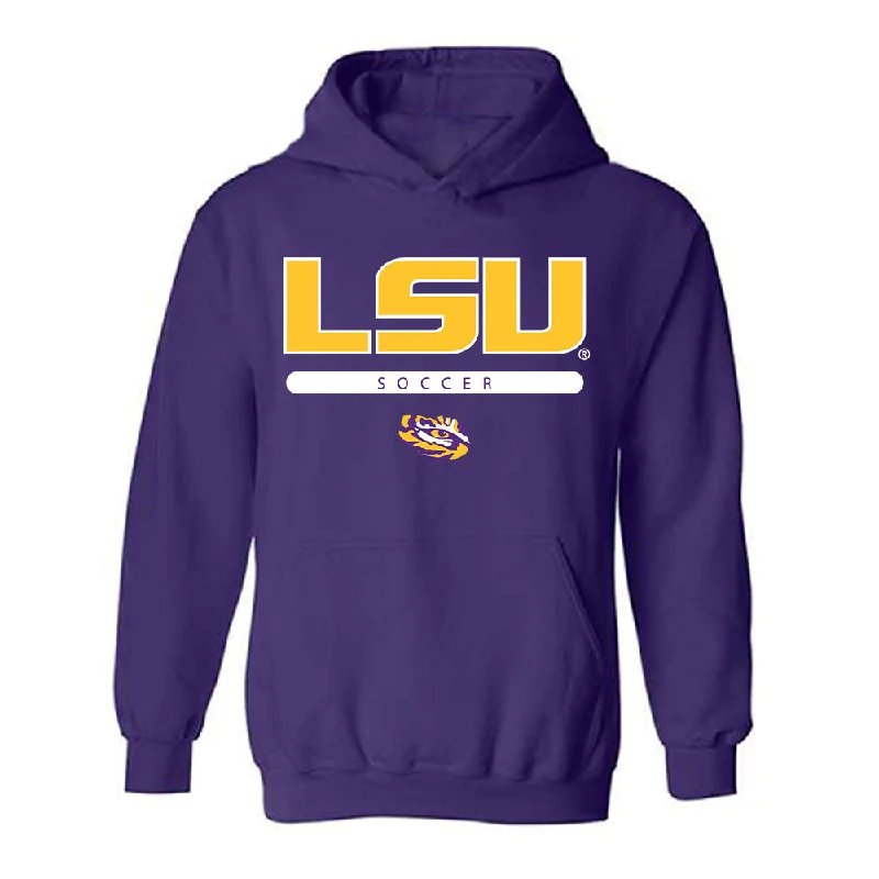 LSU - NCAA Women's Soccer : Ava Amsden - Classic Shersey Hooded Sweatshirt Hoodie with Monochrome Minimalist Simple