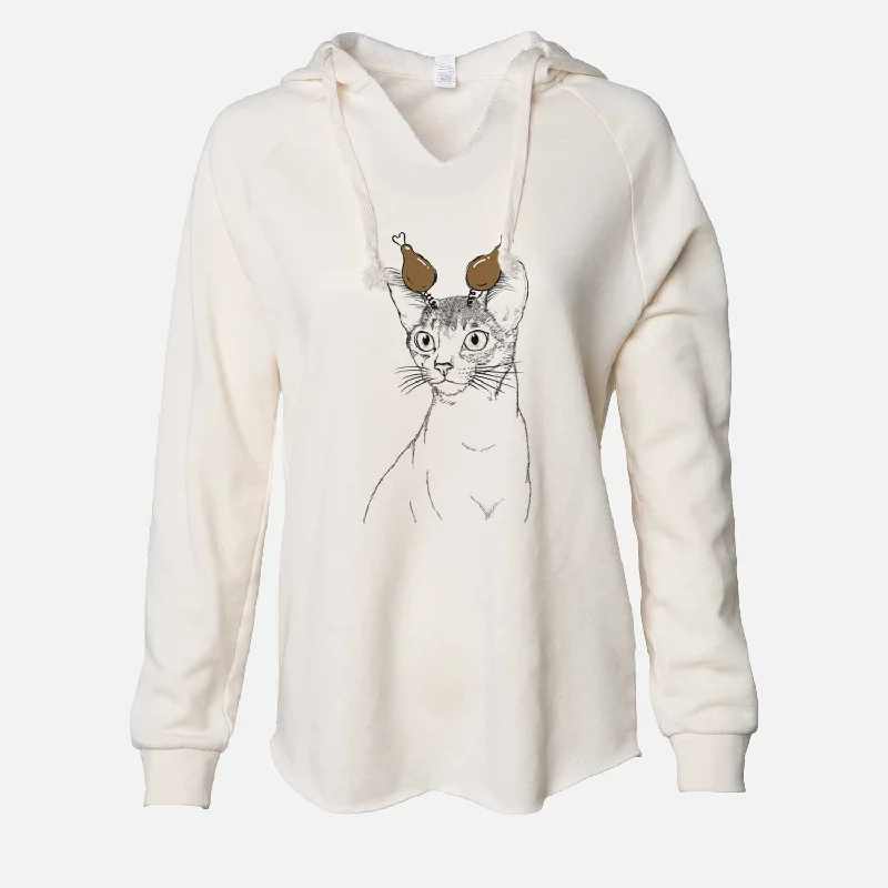 Thanksgiving Cedric the Abyssinian Cat - Cali Wave Hooded Sweatshirt Hoodie with Cuffed Sleeves Snug Secure