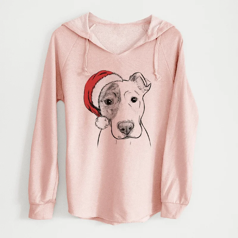 Santa Manchi the Pitbull Mix - Cali Wave Hooded Sweatshirt Hoodie with Hem Fringe Bohemian Relaxed