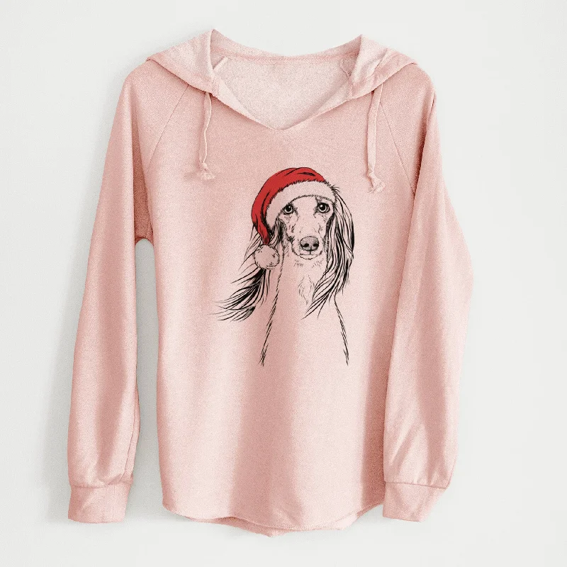 Santa Zahra the Saluki - Cali Wave Hooded Sweatshirt Hoodie with Pattern Geometric Abstract