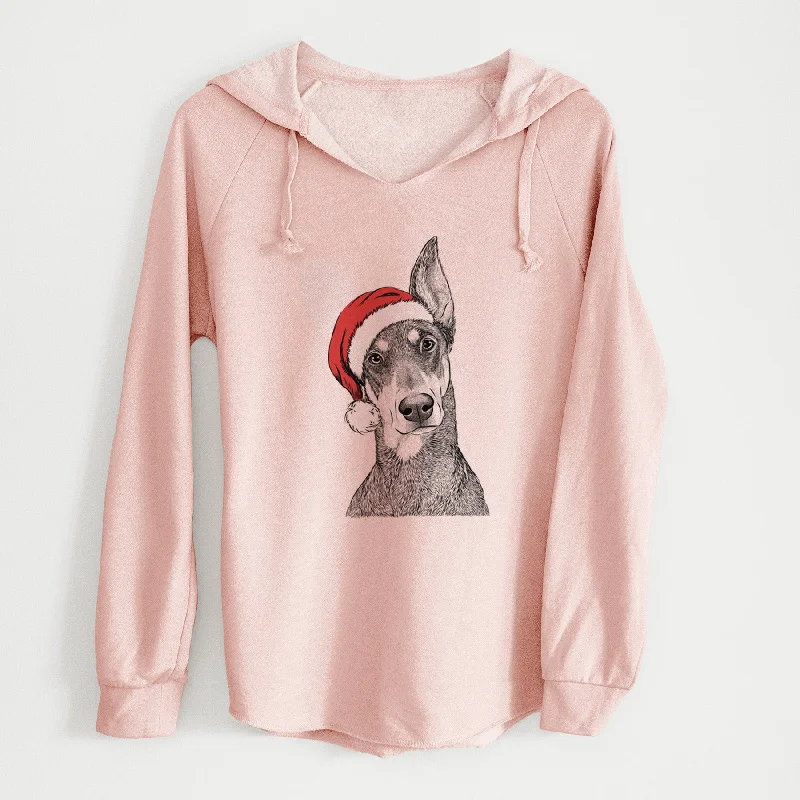 Santa Jenna the Doberman Pinscher - Cali Wave Hooded Sweatshirt Hoodie with Strings Custom Fit Adjustable