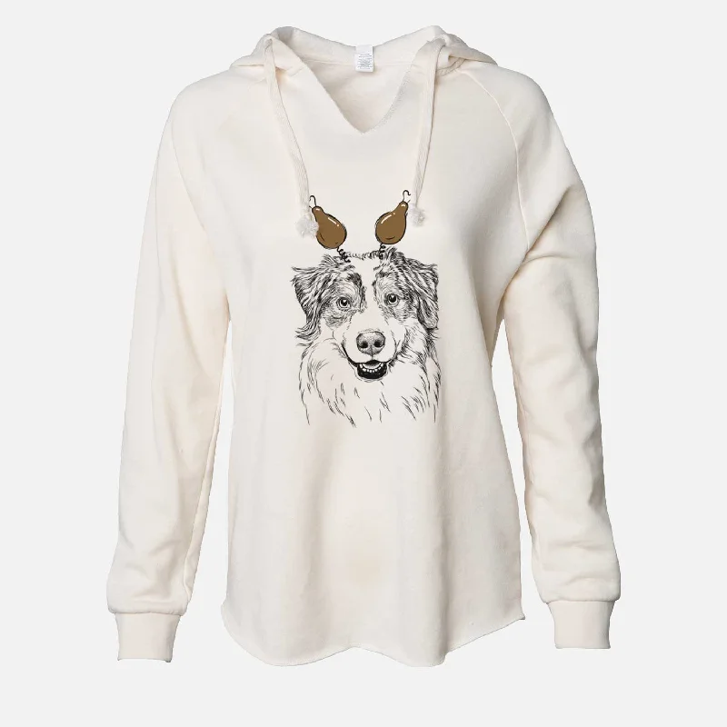 Thanksgiving Aonghus the Australian Shepherd - Cali Wave Hooded Sweatshirt Hoodie with Hem Frayed Vintage Worn