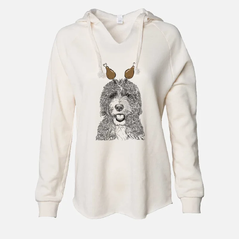 Thanksgiving Bash the Bernedoodle - Cali Wave Hooded Sweatshirt Hoodie with Typography Text Message