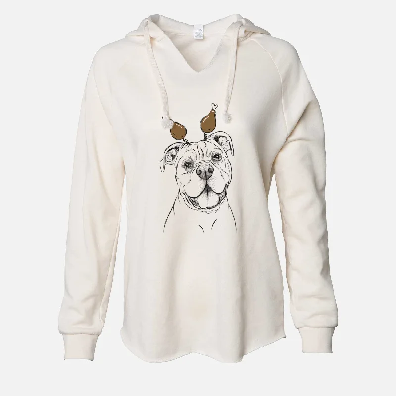 Thanksgiving Bravo the Bulldog Mix - Cali Wave Hooded Sweatshirt Hoodie with Belted Waist Structured Tailored Thanksgiving Bravo the Bulldog Mix - Cali Wave Hooded Sweatshirt Hoodie with Belted Waist Structured Tailored