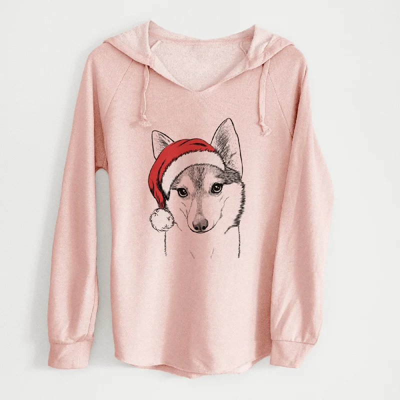 Santa Nami the Alaskan Klee Kai - Cali Wave Hooded Sweatshirt Hoodie with Raglan Sleeves Sporty Comfortable